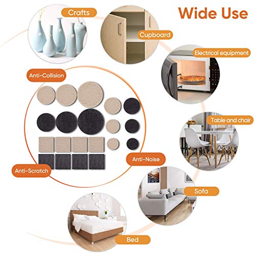 image for BAIPOK Furniture Pads 300 Pcs Furniture Felt Pads Two Colors (Black 13