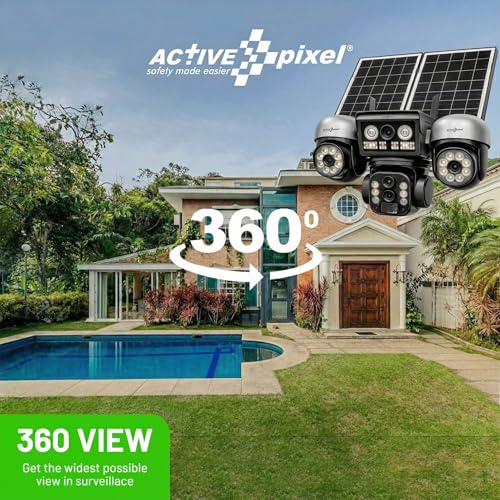Image of Active Pixel 4G 4MP Solar Security Outdoor 4 Camera Setup with 8X Zoom PTZ Main Lens 360 Pan Tilt | Dual Screen View | SIM Supported No WiFi CCTV | Color Night Vision | AI Motion Detection - H7
