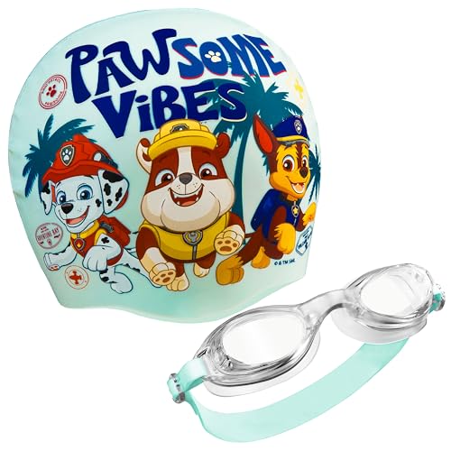 Pat Patrouille Bonnet de Bain Enfant - Ensemble Lunettes de Natation Anti Buée Protection UV...