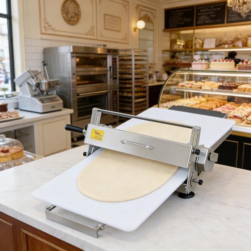 dosiwlatever Laminadora de Masa Plegable Manual de Acero Inoxidable 304 para Croissants, hogar y panadería, máquina de hojaldre con Grosor Ajustable 2–25 mm, Masa de hojaldre y Pasta Fresca Small
