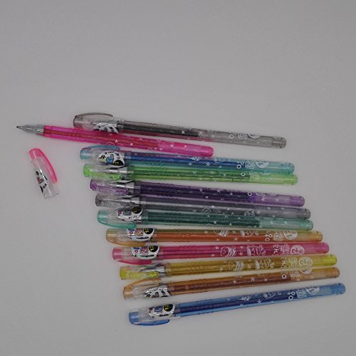 Bitoon 1 Set (12 Colors) Glitter Pens Gel Pens For Diy Scrapbooking Assorted Colors #TOP1