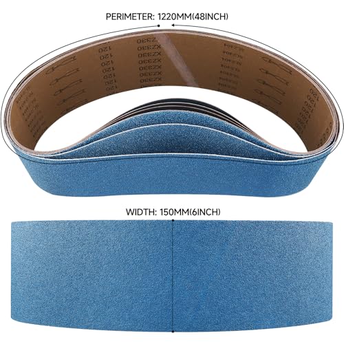 Image of 6-Piece Premium 6 x 48 Inch Zirconia Sanding Belts 40-400 Grit