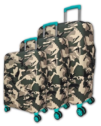 Image of Army Printed Luggage Cover for Traveling Bag & Suitcase - Stretchable & Scratchproof Trolley Protector with Velcro Lock & Lightweight Washable Material(Suitcase Not Included, Only Cover in Product)