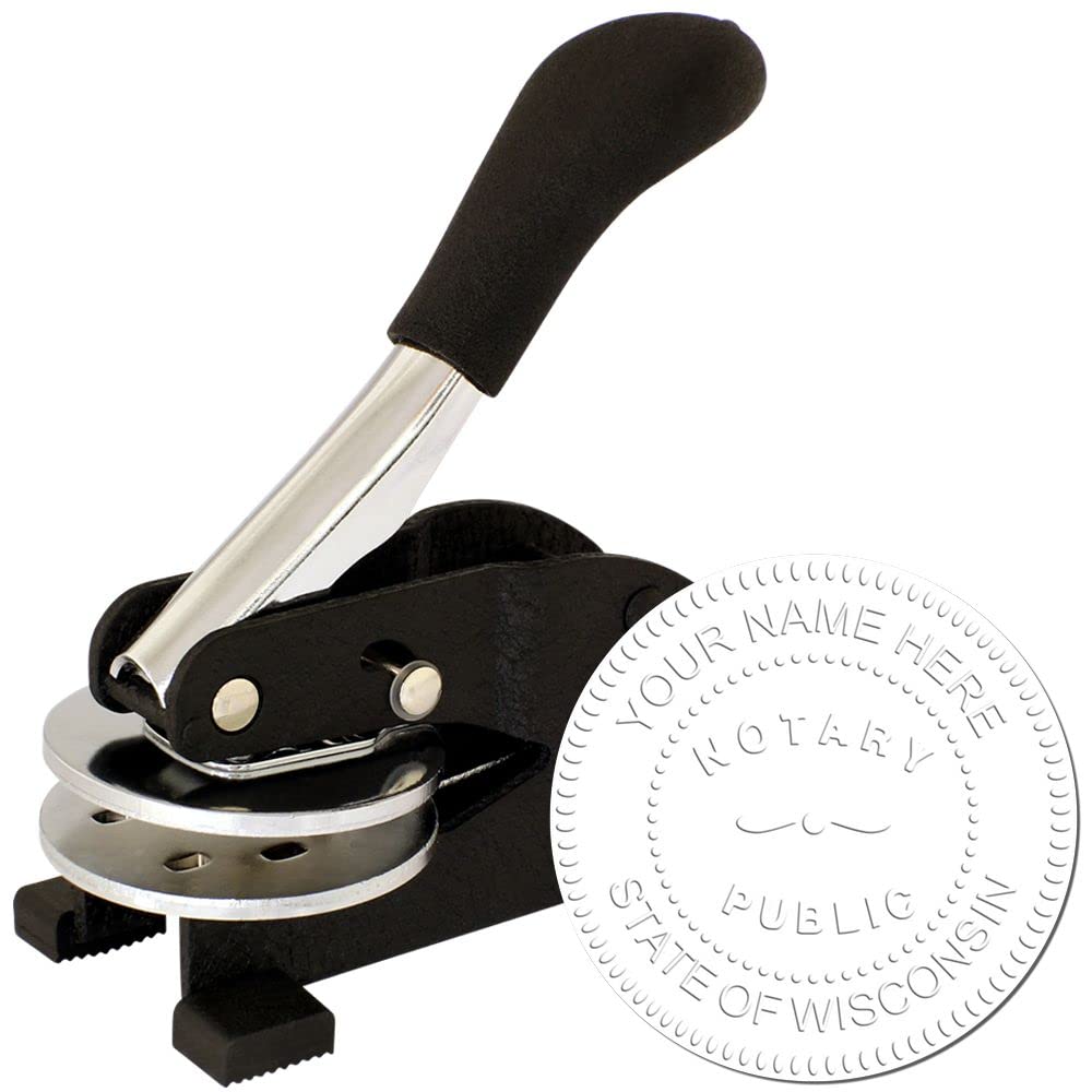 Premium Wisconsin Desk Notary Seal Embosser - 1-5/8 Size, State Board Compliant, WI Notary Public - Ideal for Official Use