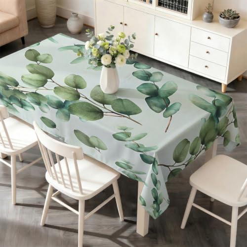 Nappe Eucalyptus rectangulaire polyester lavable anti tache table verte - 4