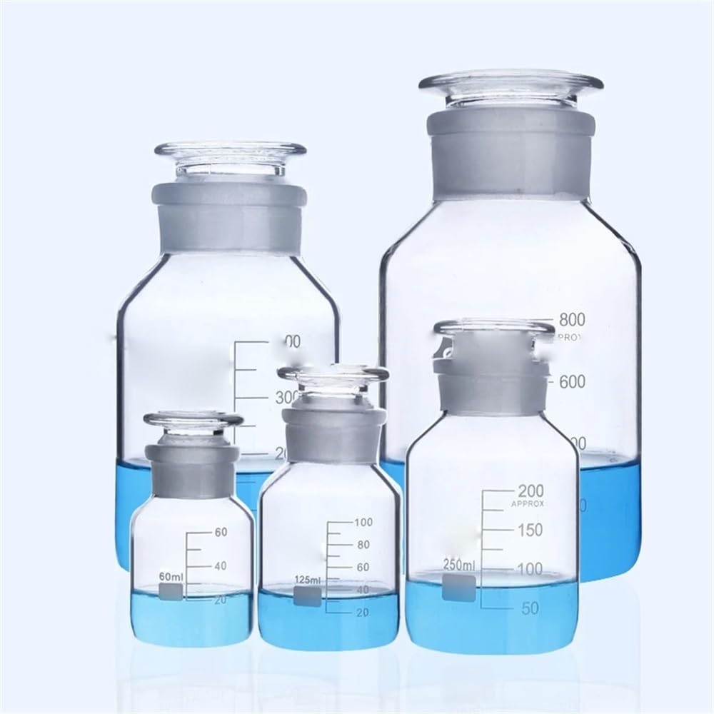 Laborgeräte und -ausrüstung Braune/transparente breite Reagenzflasche aus gewöhnlichem Glas mit geschliffenem Stopfen, Laborprobenfläschchen(1000mL brown 1pcs)