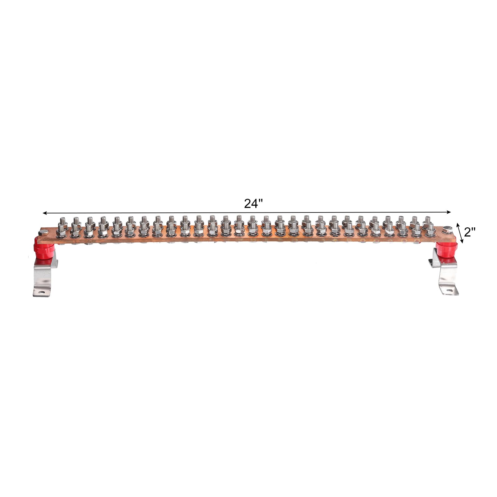 QUARKZMAN 1 Ensemble Mur Monté 24" x 2" x 0,24" Cuivre massif Barre avec 28 Terminal Positions et 28 Emplacements Terre Barre Trousses