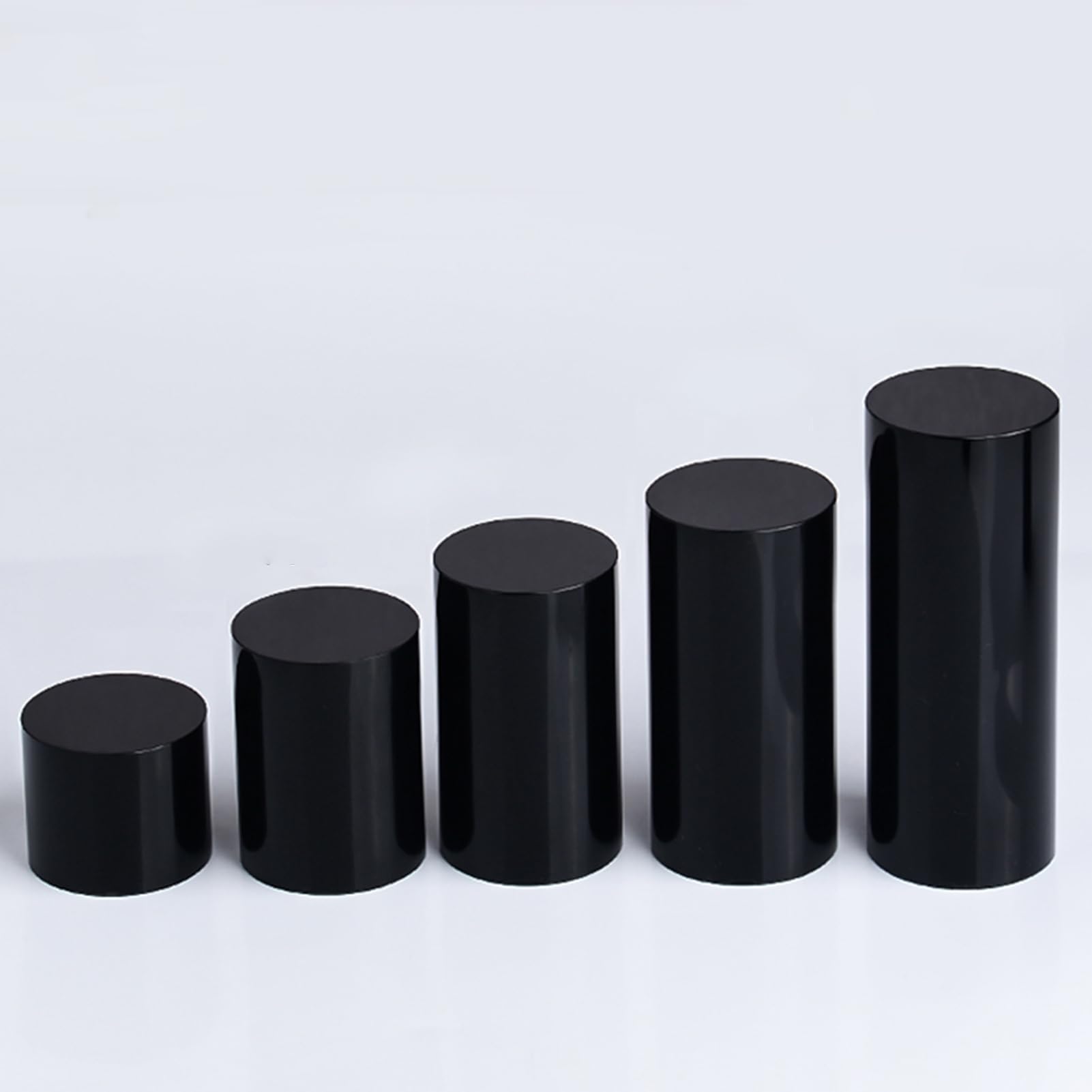 AYUWQZX Acrylic Polished Round Blocks, Acrylic Round Cylinder Display Blocks Multicolor 5cm Diameter 5-15cm Height Pack Of 5 Pcs(Bright Black)
