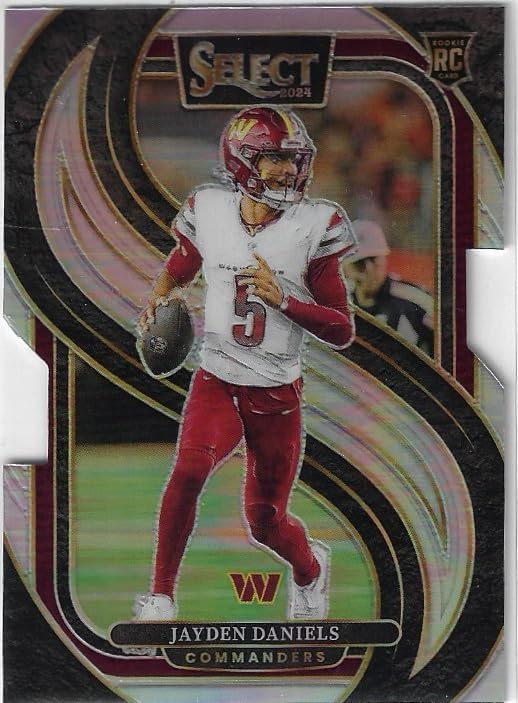 Jayden Daniels Premier Level Silver Prizm DIe Cut Rookie Card Collectible Football Card - 2024 Select Football Card #112 (Commanders)