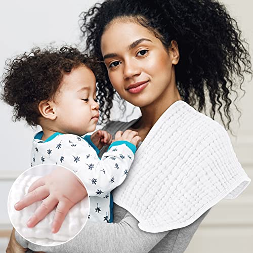Yoofoss Muslin Burp Cloths 6 Pack Baby Washcloths Large 20''X10'' 100% Cotton 6 Layers Super Soft And Absorbent - White #TOP4