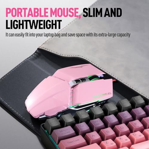Image of Guiheng Wired 60% Gaming Keyboard and Mouse Combo, Ultra-Compact 61 Keys RGB Backlit Mini Keyboard, Lightweight 3200 DPI Optical, Wired Gaming Set for Windows,PC, MAC PS5 Xbox Gamer(BlackBerry Pink)