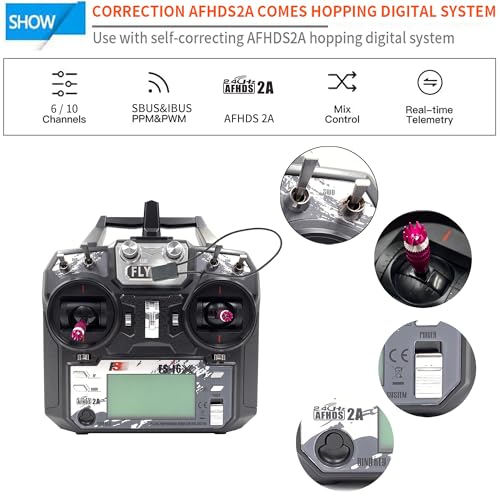 DTXMX FS-i6X 10CH Radio Transmitter and Receiver FS-iA10B 2.4G RC Controller for Airplane Helicopter FPV Drone RC Quadcopter Fly in The vast Sky (Mode-2)