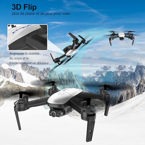 Wipkviey T6 Drohne mit Kamera 1080P, FPV WiFi Drone für Anfänger, RC Quadrocopter mit 2 Akkus, Schwerkraft-Erkennung, Flip Mode, Ein-Tasten-Start, Headless Mode Mädchen/Jungen Spielzeug, C0