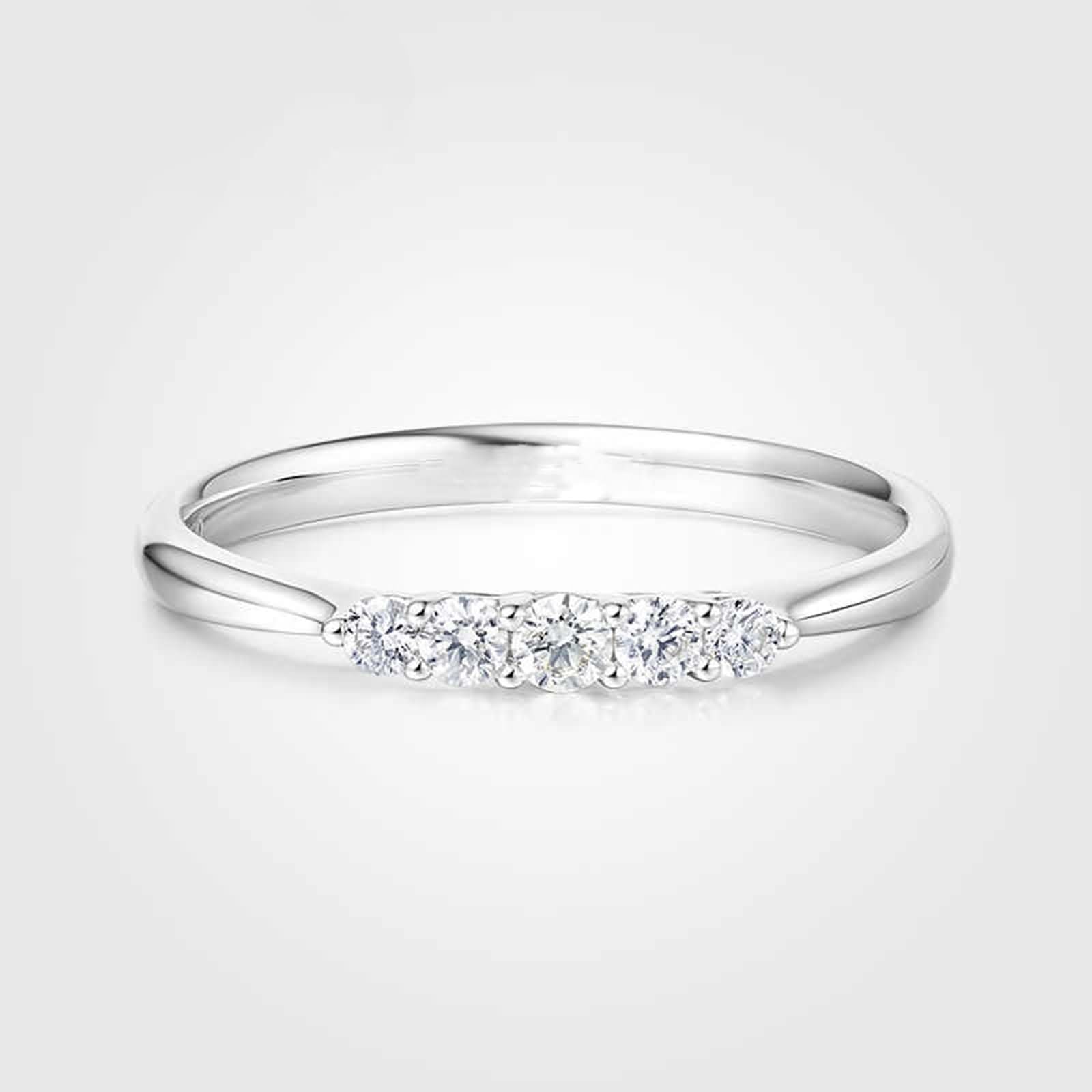 Pierścionek zaręczynowy 950 Platinum Women, Simple Round z diamentem 0,15 ct, pierścionek damski srebrny, rozmiar 12 (52mm)