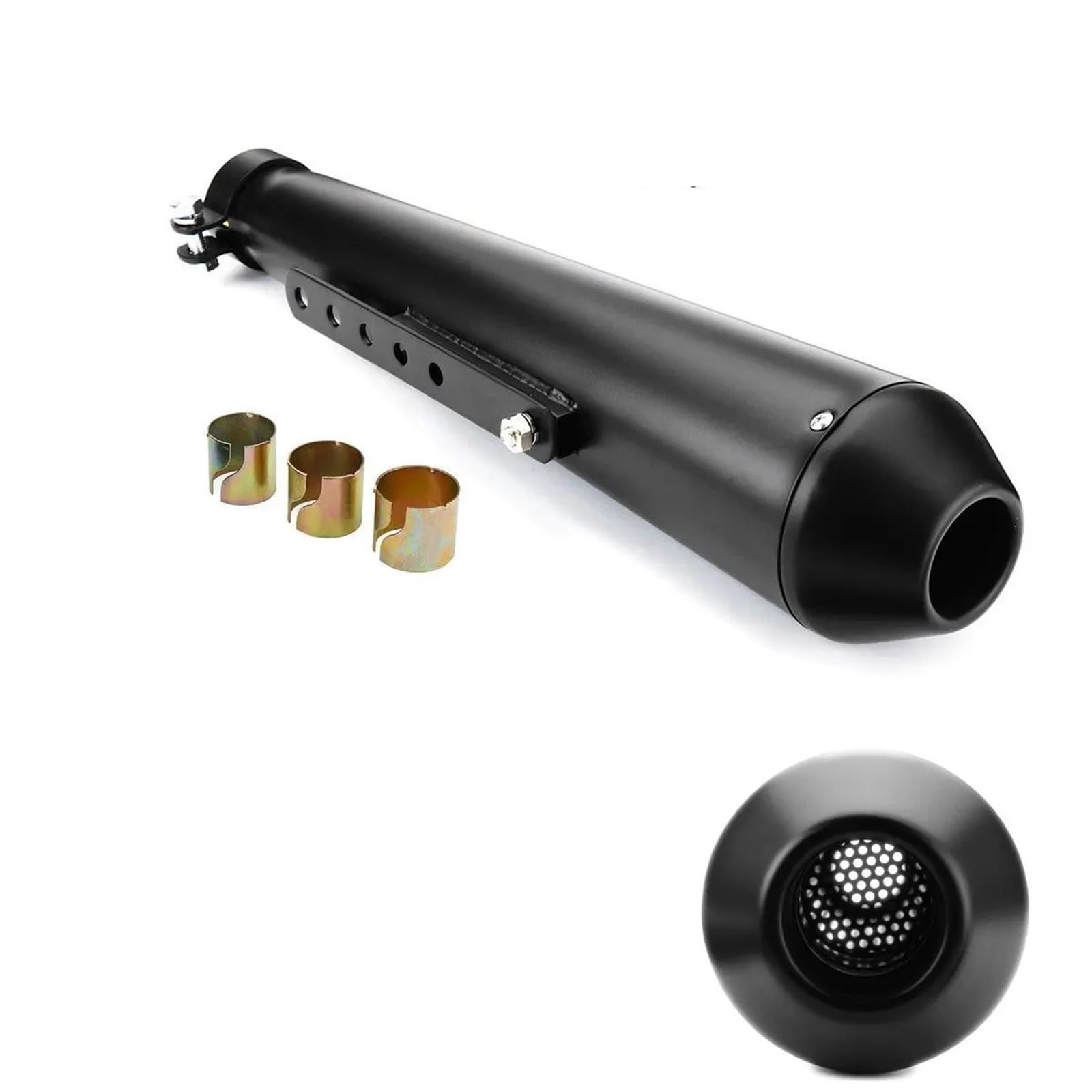 Tubo de Escape de Escudo térmico de Escape Silenciador de escape para motocicleta, estilo retro vintage clásico, galvanizado, Compatible con Harley Cafe Racer Bobber CG125 SR400(Black)