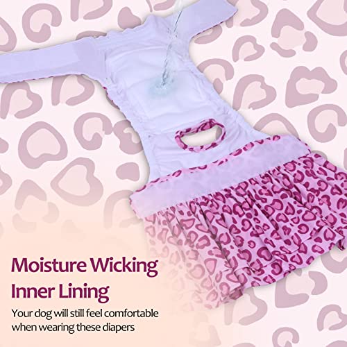Image of CuteBone Female Dog Diapers with Skirts 3 Pack Reusable Puppy Dresses Pants for Heat Cycle Period QBD07M