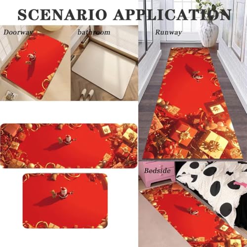 Alfombras de cocina de 2 piezas juego lavable rojo 45x140cm 3