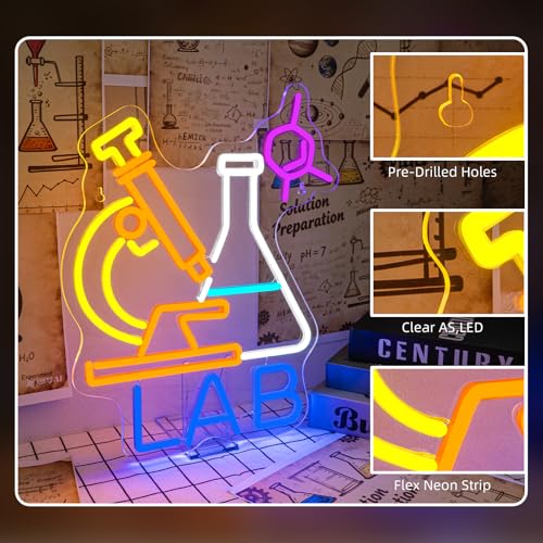Image of Chemistry LED Neon Sign LAB Equipment Light Up for Classroom Decoration | 15.5IN*12.6IN,Five level brightness adjustment,USB power,For Classroom,School,Chemistry Lab,Teacher,Students,Science Lovers