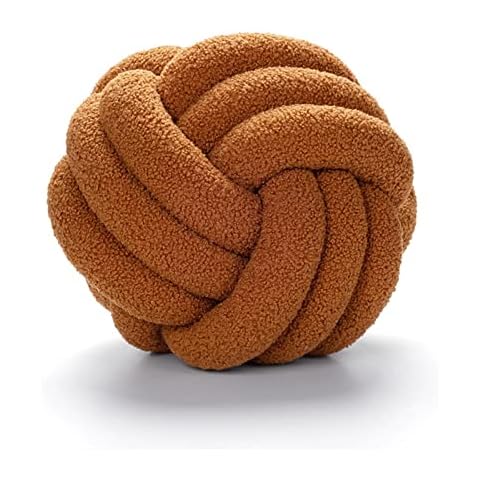 XVTRU Knot Ball Pillow Boucle Ball Throw Pillows Lamb Wool Handmade Knotted Ball Throw Pillows Home Decor Cushion Decorative Knotted Plush Pillow Cushion for Bedroom Sofa Couch Chair Caramel 8.6" Cover
