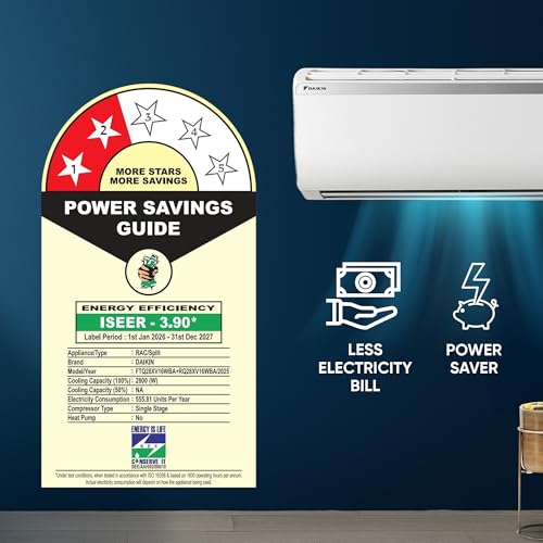 Image of Daikin 0.8 Ton 2 Star, New Star rated,Fixed Speed Split AC (Copper, PM2.5 Filter, FTQ28XV16, White)