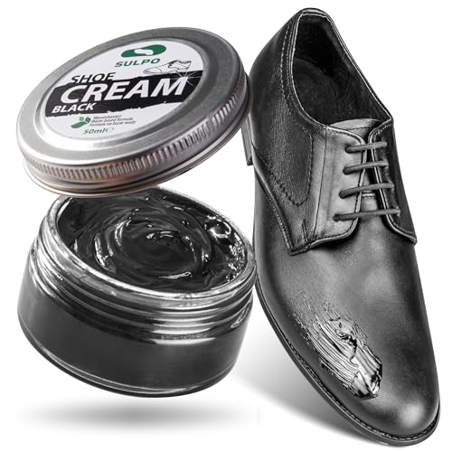 SULPO crema zapatos negro - betun para zapatos - crema zapatos cuero - con base de agua- acondicionador de cuero - crema limpiadora zapatillas - 50 ml