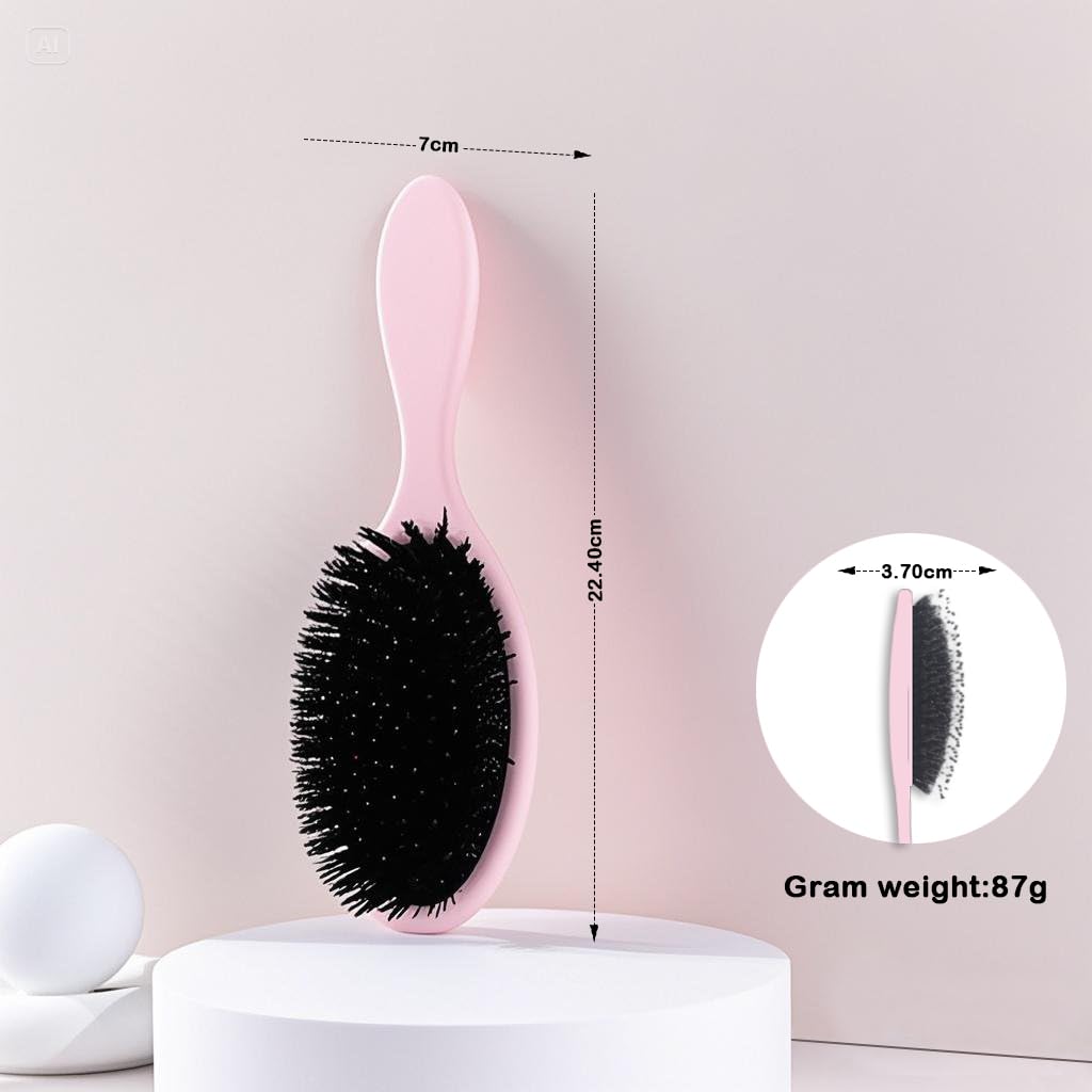 Hair Extension Brush,Boar Bristle Paddle Hairbrush,Professional Detangle Soft Cushion Brushes for Women Men for Long Thick Curly Smoothing Hair Reducing Hair Breakage and Frizz (Black) - Image 2