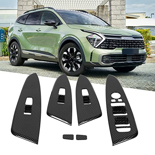 Przełącznik Szyby Elektrycznej Bezel, 6 szt. Panel Sterowania szybą drzwiową Pokrywa Przycisku Podnoszenia z Włókna Węglowego Naklejka Dekoracyjna dla Sportage HEV NQ5