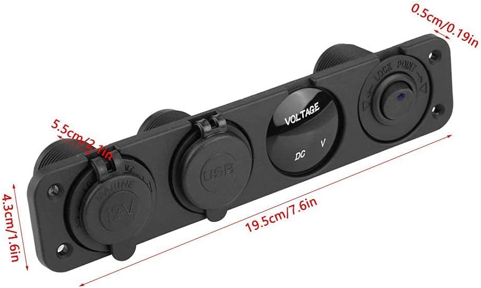 Toggle Switch Panel, 4-in-1 On/Off Toggle Switch Panel Dual USB Voltmeter for Car Boat Marine Truck (Red Light)