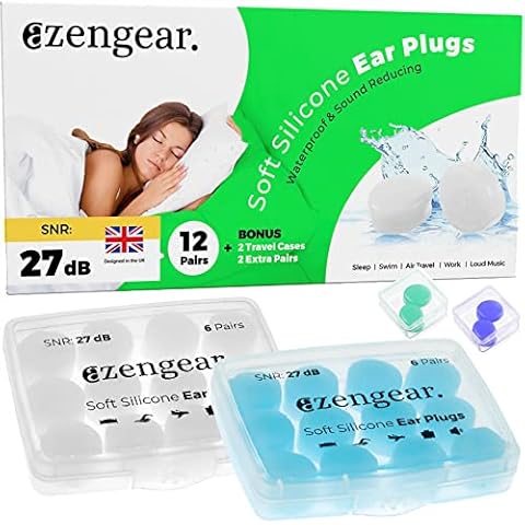 aZengear Silicone Ear Plugs for Sleep, Swimming (14 Pairs) Soft, Mouldable Wax Earplugs, Reusable, Sleeping, Snore Noise Cancelling, Swim, Work Cover