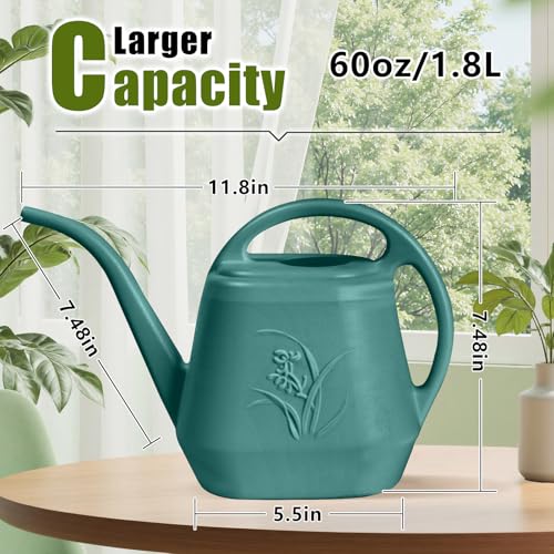 Image of Plastic Watering Can - 1 /2 Gallon - Green | With Long Spout for Watering-Home Indoor and Outdoor Garden