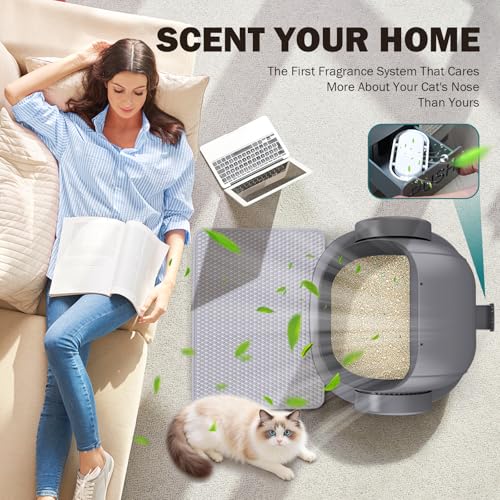 Image of Automatic Litter Box, Open Top Large Self Cleaning Cat Litter Box for Multiple Cats, with APP Control /Multiple Safety Sensors /Trash Bag /Litter Mat, Cat Box Automatic Cleaning