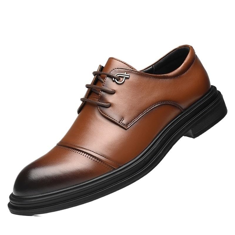 Men's Platform Dress Shoes Business Oxford Shoes Casual Leather Walking Flats