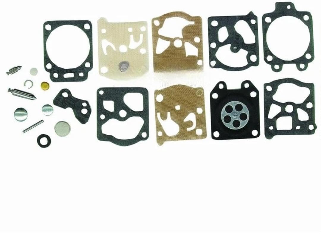 MURNELAP Carburetor Repair Kit components including various gaskets, diaphragms, and small metal parts.