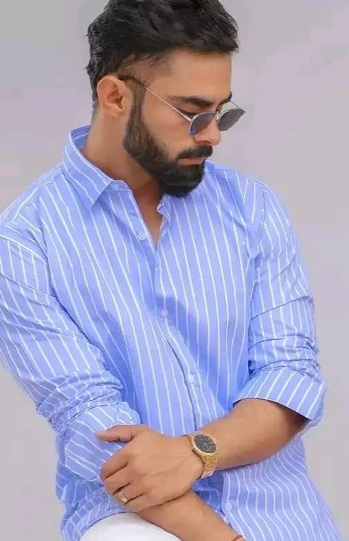 Image of Men's Cotton Casual Printed Striped Stylish Shirt for Men