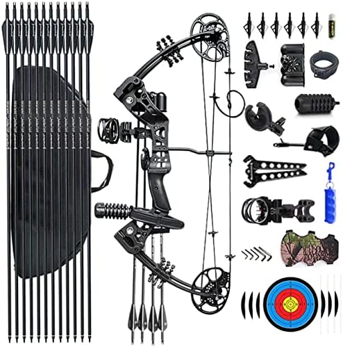 PANDARUS Compound Bow Set 15-45lbs for Pull Beginner and Teens Right Handed Adjustable 18″-29″ Draw Length, 320 FPS Speed, Hunting Bow Archery Set New 2023
