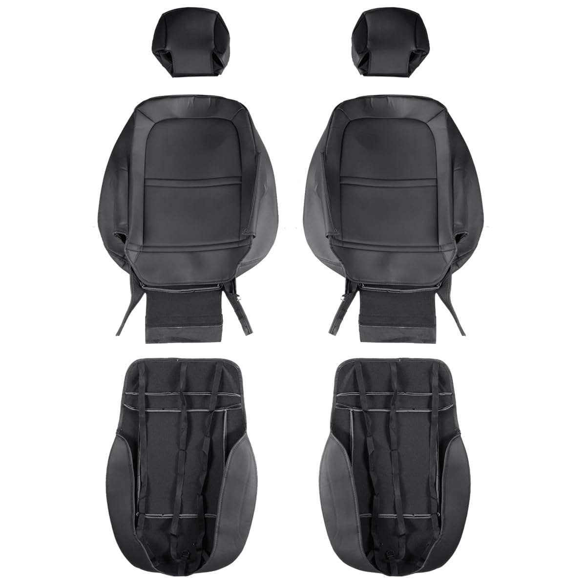 Ensemble de housses de sièges avant 2 pièces pour Mercedes-Benz GLK 2008-2016, en cuir PU imperméable, compatibles avec l’airbag (noir)