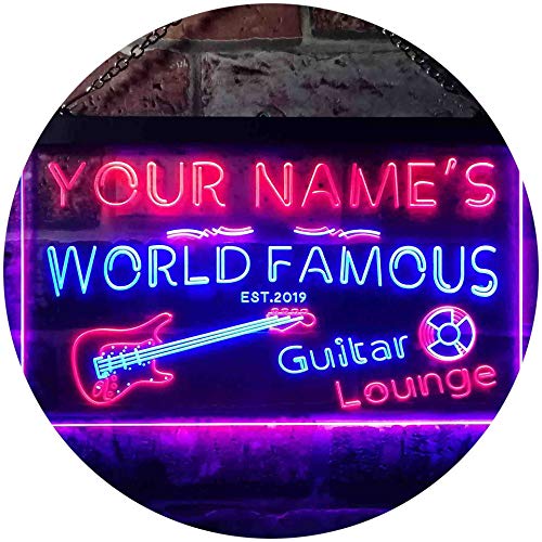 ADVPRO Personalized Your Name Est Year Theme Guitar Room Music Room Dual Color LED Neon Sign Blue & Red 24" x 16" st6s64-pf1-tm-br