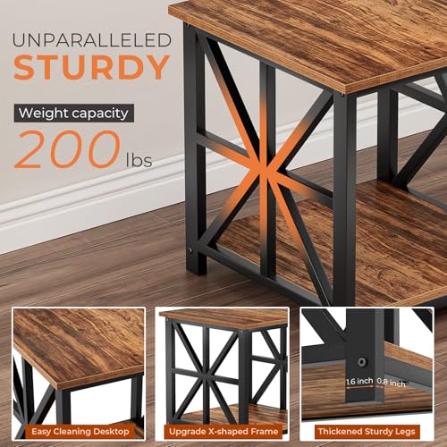 GreenForest Large End Table with X-Shaped Metal Frame for Living Room by GreenForest - Used condition - Image 4