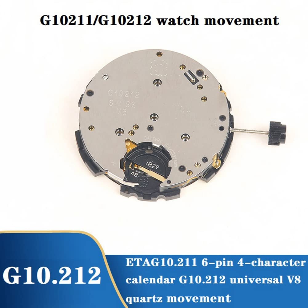 Movimiento G10.212, G10.211 Fecha única, 4 en Punto, 6 Agujas, Pieza de Repuesto para Movimiento de Reloj de Cuarzo Universal G10.212