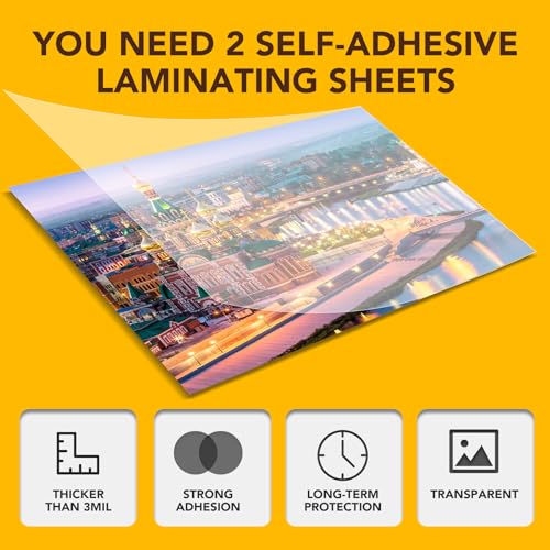 Image of 60 PCS Self-Adhesive Laminating Sheets, 9 x 12 Inches Self Adhesive Contact Paper, No Heat No Machine Needed Self Sealing Laminate Sheets