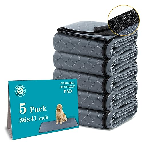 Bunlitent Washable Pee Pads for Dogs 5 Pack, 36x41, Reusable Puppy Pads, Dog Training Pads with Quick Dry, Anti-Slip Dog Cat Pee Pads, Whelping Pads, Potty Pad