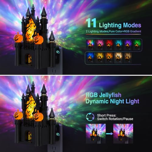 Image of JandCase Night Lights Plug into Wall,Halloween Castle & Church Night Light