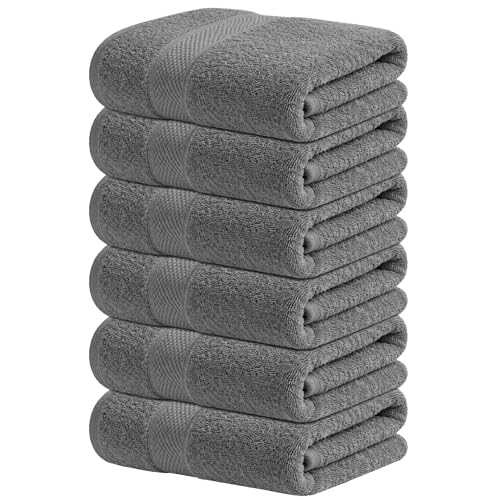 Infinitee Xclusives Premium Hand Towels 6-Pack (40 x 72 cm) 100% Cotton Super Absorbent Quick-Dry Towels for Bathroom Hotel Salon & Gym Use |Shadow Grey|