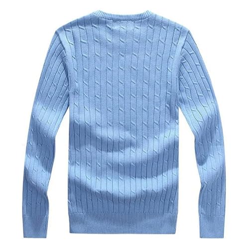 Men's Cotton Knit Sweater Lightweight Slim Fit Long Sleeve O Neck Cable Knitted Pullover Sweater2