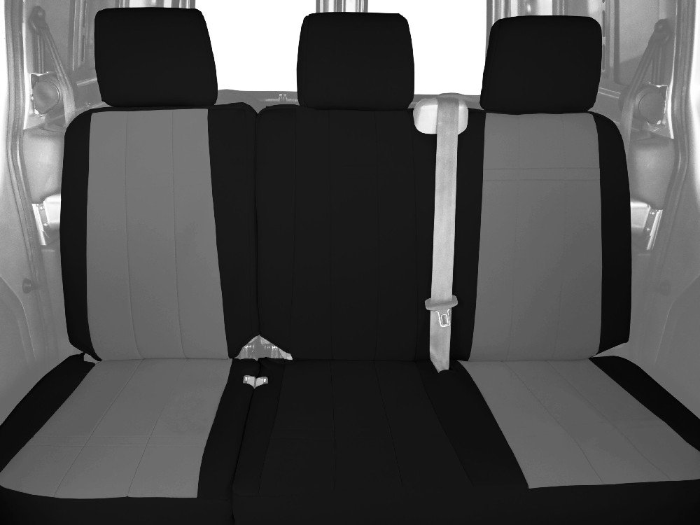 Rear 60/40 Split Bench Seats, CalTrend NeoSupreme Seat Covers for 2005-2010 Toyota Sienna Light Grey Light Grey Insert with Black Trim