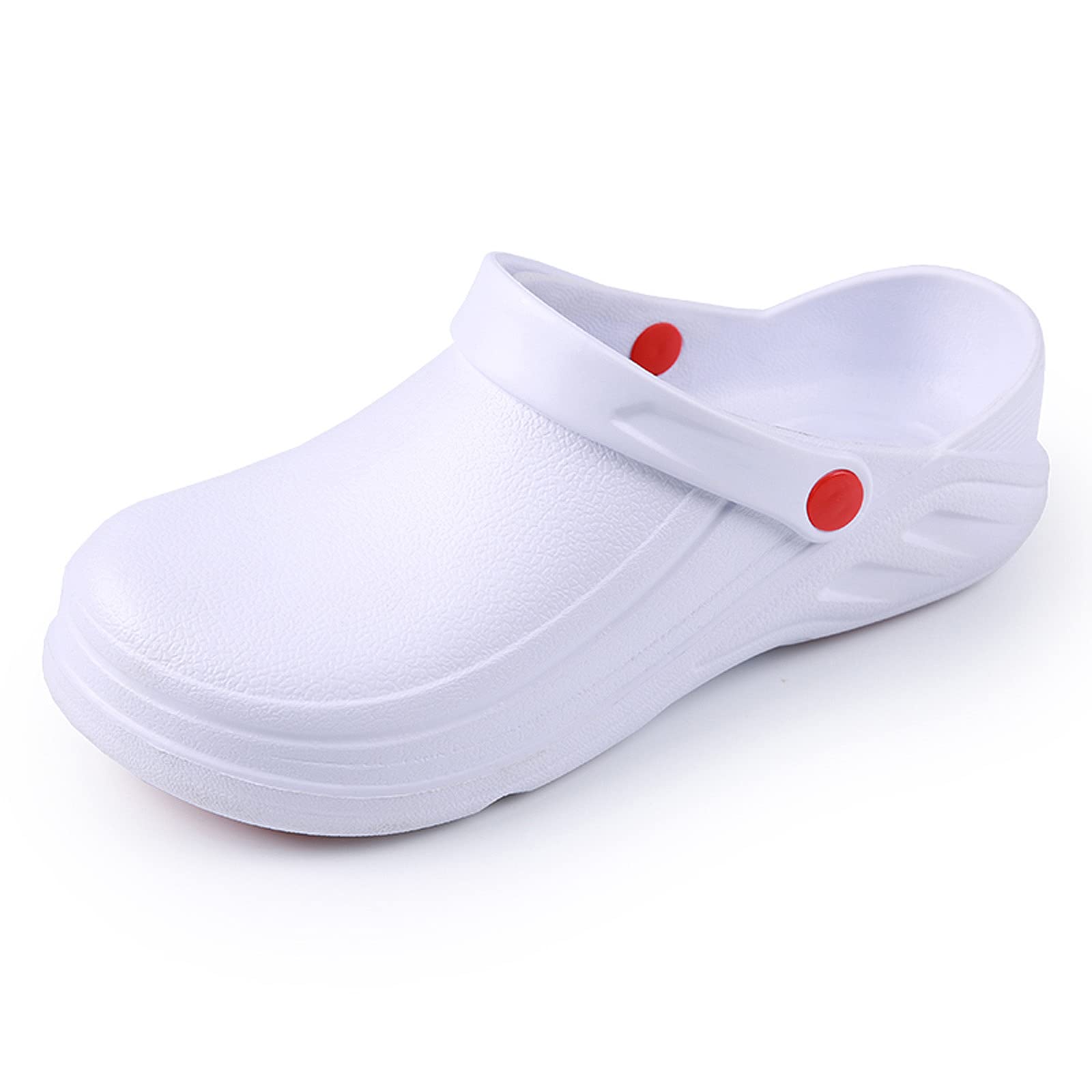 FLIOZY Chef Clogs Men's Women's Non-Slip Nursing Chef Shoes Food Service Work Shoes Professional Waterproof and Oil-Proof Kitchen Garden Hospital Nursing Clogs White 40/41