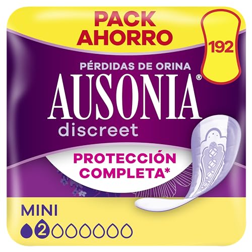 Ausonia Discreet Compresas Mini, Pack de 192, Para Pérdidas De Orina Para Mujer, Protección Completa*, Discreción Increíble