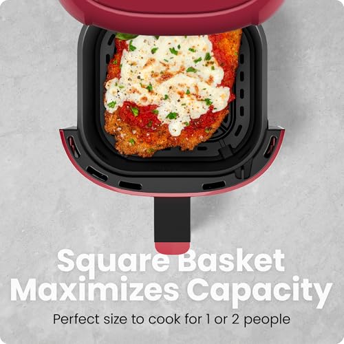 Image of CHEFMAN 2 Qt Mini Air Fryer - Digital Space-Saving Compact Air Fryer with Nonstick and Dishwasher Safe Basket, Quick & Easy Meals in Minutes, Features Digital Timer and Shake Reminder - Red