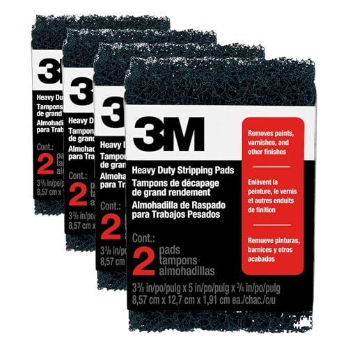 Image of 3M Heavy Duty Stripping Pads, 2 Count, 3-3 /4 in x 6 in, Tough & Durable, Removes Paint, Varnish, Wallpaper Paste & Other Finishes Without Scratching Or Gouging The Surface (10112NA) (Pack of 4)