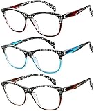 Reading Glasses 3 Pair Great Value Quality Readers for Thin Temple Lightweight Comfort for Men and Women Glasses for Reading +2.5